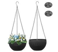 2Pcs Hanging Planter, Self-Watering Outdoor Hanging Planter with Rustproof Chains, Plastic Flower Pots with Drainage Hole for Indoors, Outdoors, Ceilings, for Outdoor Plants