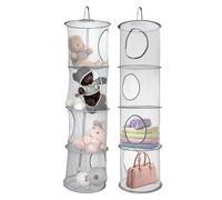 2pcs Hanging Toy Storage Net 4Tier Hanging Mesh Storage Bag Teddy Hanging Toy Storage Foldable Soft Toy Storage Soft Toy Storage Teddy Storage Cuddly Toy Storage for Soft Toys Clothes Sundries(Gray)