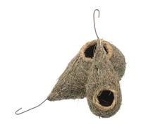 2pcs Hanging Woven Bird Nest House Natural Grass 28.5cm | Stable Hanging Design, Easy Cleaning, for Lawn and Office, 11.22x4.33x4.33