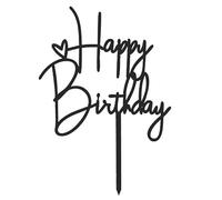 2pcs Happy Birthday Cake Toppers Acrylic Black Happy Birthday Cake Decorations Birthdays Decorations Birthdays Cakes Supplies for Celebrating Anniversary Party