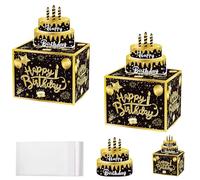 2Pcs Happy Birthday Money Box for Cash Gift Birthday Money Box Cash Gift Pull Money Balloon Surprise Funny Pull Surprise Money Gift Box Popup Explosion Gift Box for Cash Gifts for Man and Women