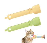 2PCS Happy Spoon Multifunctional Lickable Cat Treats Squeeze up Cat Liquid Snack Feeding Spoon
