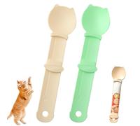 2PCS Happy Spoon Multifunctional Lickable Cat Treats Squeeze up Cat Liquid Snack Feeding Spoon
