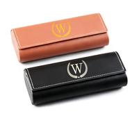 2PCS Hard Glasses Case with Initial A-Z, Personalized Leather Glasses Case with Metal Magnetic Closure, Vintage Style Sunglasses Case Hard Shell, Funky Glasses Case for Men Women Children Elderly