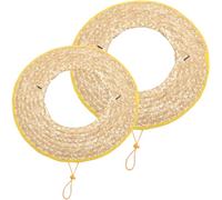 2pcs Hard Hat Sun Shade Straw Wide Brim Visor Cover for Helmet | Khaki Wheat Straw, Light Weight Open Top Design, Outdoor Gardening Use, 50cm Plus 45cm Sizes