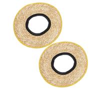 2pcs Hard Hat Sunshade Straw Visor for Construction Workers | Breathable Woven Accessory, Blocks Sunlight on Worksites, Fits Safety Helmets, 45cm Diameter Random Color