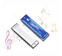 2Pcs Harmonica, Harmonicas for Adults,Metal and Plastic Construction, 10 Holes 20 Tones, Blue and Silver, Performing, and Gifting, Perfect for Beginners & Professionals
