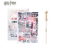 2pcs Harry Potter Dark Arts Newspaper Themed Notebook & Lord Voldemort Wand Pen Set Officially Licensed Wizarding World Stationery Exclusive Themed Collection Gift