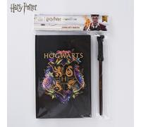 2pcs Harry Potter Hogwarts 4-House Journal & Magic Wand Pen Set Officially Licensed 50 Pages Notebook Wizarding World Stationery Exclusive Themed Collection Gift
