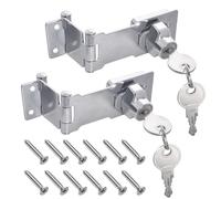 2PCS Hasp Locks, 3 Inch Silver 90/180 Degree Door Lock Hasp Latch Barn Door Lock, Rotary File Cabinet Lock Double Hinge Hasp with Screws for Cupboard, Barn Door, Outdoor, Garden (Individual Key)