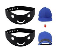 2pcs Hat Bill Bender, Silicone Hat Curving Band Reusable Hat Shape Keeper Steaming Optional Ball Cap Brim Shaper with 9 Brim Curve Options for Multiple Size Hat (Black Smile Style)