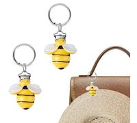 2pcs Hat Clips for Travel on Bag,Bee Shape Hat Clips Resin and Zinc Alloy Fasteners，Hands-Free Baseball Cap Carrier for Handbags,Backpacks, Luggage & Purses,Bag Accessory for Outdoor Travel (Yellow)