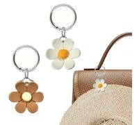 2pcs Hat Clips for Travel on Bag,Flower Shape Hat Clips Resin and Zinc Alloy Fasteners,Hands-Free Baseball Cap Carrier for Backpacks, Luggage & Purses,Bag Accessory for Outdoor Travel (White+Brown)