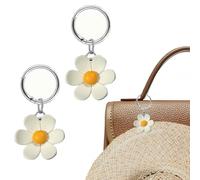 2pcs Hat Clips for Travel on Bag,Flower Shape Hat Clips Resin and Zinc Alloy Fasteners,Hands-Free Baseball Cap Carrier for Backpacks, Luggage & Purses,Bag Accessory for Outdoor Travel (White)