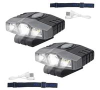 2Pcs Hat Lights Clip On Rechargeable Brim Light, Ultra Bright Micro Mini LED Cap Headlamp 150 Lumens Spotlight, Waterproof Hands Free Portable Flashlight for Baseball Cap, Running, Fishing, Camping