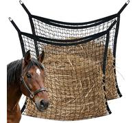2PCS Hay Nets for Horses, 80x80cm Slow Feed Hay Net Large Capacity Hay Bags | Slow Feed Hay Nets for Horses, Black Mesh for Goats Sheep Donkey Trailer Full Day Feeding, Easy to Fill and Hang