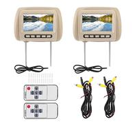 2PCS HD Car Player, 7 in Headrest LCD Display, ABS Car Headrest Monitor Display, 12V Headrest Monitor Screens for Cars, Brown