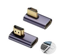2PCS HDMI 90 Degree Adapter, Right Angle Up Angled Low Adapter Support 8K@60Hz 4K@120Hz 48Gbps Uhd HDMI2.1Male to Female Extender Connector With LED Indicator Compatible with TV Laptop PS4 PS5 Monitor