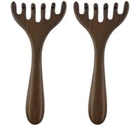 2Pcs Head Massager Scalp, Wooden Five Touch Therapys Comb Foot Massager Rake with Long Handle for Stress Relief and Hair Growth