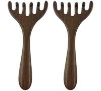 2Pcs Head Massager Scalp, Wooden Five Touch Therapys Comb Foot Massager Rake with Long Handle for Stress Relief and Hair Growth, Scalp