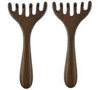 2Pcs Head Massager Scalp, Wooden Five Touch Therapys Comb Foot Massager Rake with Long Handle for Stress Relief and Hair Growth