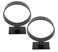 2pcs Headband Organizer Acrylic round Display Stand | Black Acrylic, Portable Lightweight Tidy Desk Use, Shop Home Organiser, Wooden Cap Holder