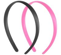 2Pcs Headbands for Women Girls Satin Black Headband Women Plain Wide Hair Band Hoops Elastic Solid Hairband Accessories for Mothers Sisters Cosplay Holiday Halloween DIY