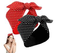 2pcs Headbands for Women's Hair,1940s Land Girl Head Scarf Polka Dot Headband Accessories,Womens Dresses Fancy Bandana,Red Vintage Headscarf,Fashion Bandanas Scarves Hairbands,for Ladies