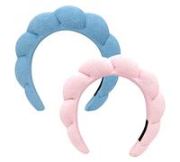 2pcs Headbands For Women's Hair,Makeup Headband,Skincare Headband Velvet Material Cute For Women Sponge, Face Washing,Makeup, Shower, Facial Mask(Blue+Pink)