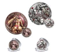 2PCS Heads I Get Tail/Tails I Get Head Commemorative Coin, Funny Heads and Tails Challenge Coin, Double-Sided Lucky Token, Decision Coins for Couples, Gift for Adults Date Night Valentine's