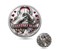 2PCS Heads I Get Tail/Tails I Get Head Commemorative Coin, Funny Heads and Tails Challenge Coins, Naughty Adult Token Gift, Humor Prank Gift for Couples, Collectors, Valentine's (RED)