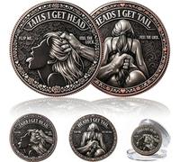 2PCS Heads I Get Tail/Tails I Get Head Commemorative Coin, Funny Heads and Tails Challenge Coins, Naughty Adult Token Gift, Humor Prank Gift for Couples, Collectors, Valentine's (ROSE)