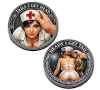 2pcs Heads I Get Tail/Tails I Get Head Commemorative Coin, Funny Heads Tails Challenge Decision Coin, Double-Sided Lucky Token Prank Gift for Couples Valentine Anniversary Date Night Collectors (A)