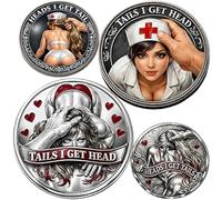 2pcs Heads I Get Tail/Tails I Get Head Commemorative Coin, Funny Heads Tails Challenge Decision Coin, Double-Sided Lucky Token Prank Gift for Couples Valentine Anniversary Date Night Collectors (E)