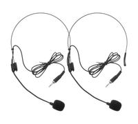 2pcs Headset Microphone 15x100x2cm with Adjustable Headband | Nickel Plated PVC Iron Build, 3.5mm Plug, for Presenters and Performers during Lectures