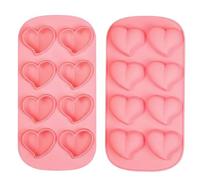 2Pcs Heart Ice Cube Tray, Novelty Ice Cube Moulds with Heart Shapes, Silicone Ice Cube Trays for Creative Drinks, Two-Piece Set with Durable Silicone Material, Easy Release, for Home and Party Use