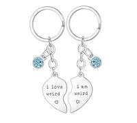 2Pcs Heart Matching Keyrings for Couple Keyring Gifts Funny Couple Keyring for Him and Her Gifts I Love You Gift for Boyfriend Girlfriend Wife Husband Anniversary Wedding Present Valentine's Day Gift