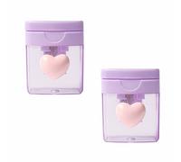 2Pcs Heart Pencil Sharpeners, Bulk Colored Pencil Sharpener Handheld Cute with Container for Kids Adults School Home Office Makeup (Single Hole Purple)