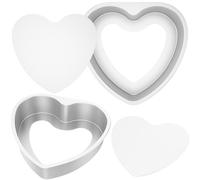 2Pcs Heart Shape Cake Pan Set,6 Inch 8 Inch Aluminum Alloy Love Shape Cakes Mold,Cheesecake Baking Mold Tool,Bakeware with Removable Bottom Mini Cake Baking Mold for Brownies Cakes