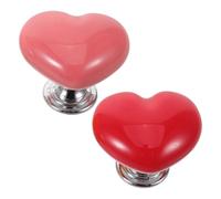 2pcs Heart Shaped Car Start Button Cover for Push-to-start Ignition | Ceramic Alloy Build, Red Pink Finish, Dashboard Decor, Daily Driving, New Drivers, Wear-resistant