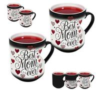 2Pcs Heart-Shaped Color-Changing Magic Ceramic Mug, Funny Coffee Cup with Heart-Shaped Handle, Reveals A Color-Changing Surprise When Hot Drinks are Poured in A Romantic Gifts for Mom Grandma