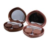 2pcs Heart Shaped Contact Lens Case, Portable Travel Holder with Tools | PP Construction, Cover, Double Seal Compartments, Left and Right Separation, 7.2x5.8x2cm Size