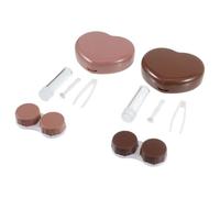 2pcs Heart Shaped Contact Lens Holder Box with Tools for Travel 7.2x5.8x2cm | PP Build, Cover, Separates Left and Right Lenses, Prevents Spills, Storage for Dorm Tables