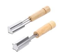 2pcs Heart Shaped Cookie Cutter Stainless Steel Wooden Handle Mold