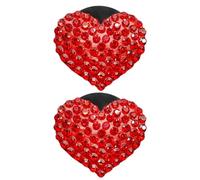 2pcs Heart Shaped Glass Car Vent Clip Ornament Red | Easy Installation, Pleasant Fragrance, Car Interior Use, Unique Attention Grabbing Romance Style