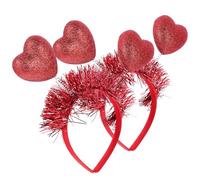 2pcs Heart Shaped Holiday Headband for Women's Photo Props | Foam Iron Plastic Build, Shiny Hearts and Garland Detail, Stage Cosplay Costume Accessory