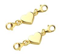 2pcs Heart Shaped Magnetic Clasps, Gold Double Lobster Clasp Alloy Necklace Closures Bracelet Chain Extender for Jewelry Making DIY Accessories