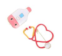 2Pcs Heart Shaped Medical Brooch Doctor Enamel Pins for Nurses Sturdy Lapel Pins Healthcare Accessories for International Nurses Day