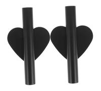2pcs Heart Shaped Metal Wall Flower Vase Adhesive Mount Black