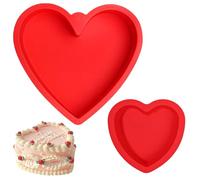 2PCS Heart-Shaped Silicone Cake Molds (10" & 6.69") - Love Heart Cake Tins,Reusable,Nonstick Baking Pans for Cheesecake, Tart, Brownie, Bread, Perfect for Anniversary, Birthday, Red